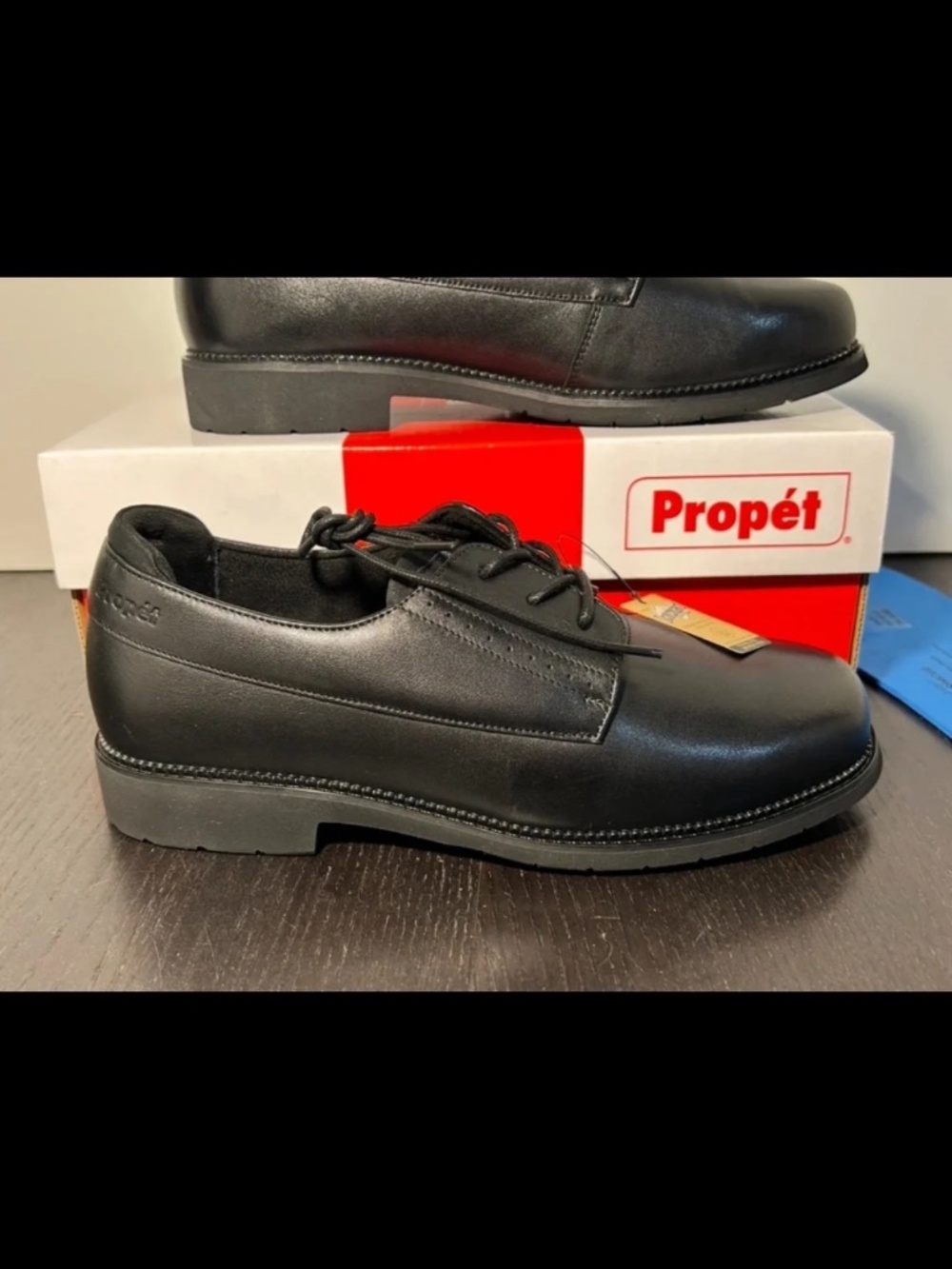 Propet Hazel Leather Lace Up Oxford Shoes Black Womans Size 7.5 2E Wide